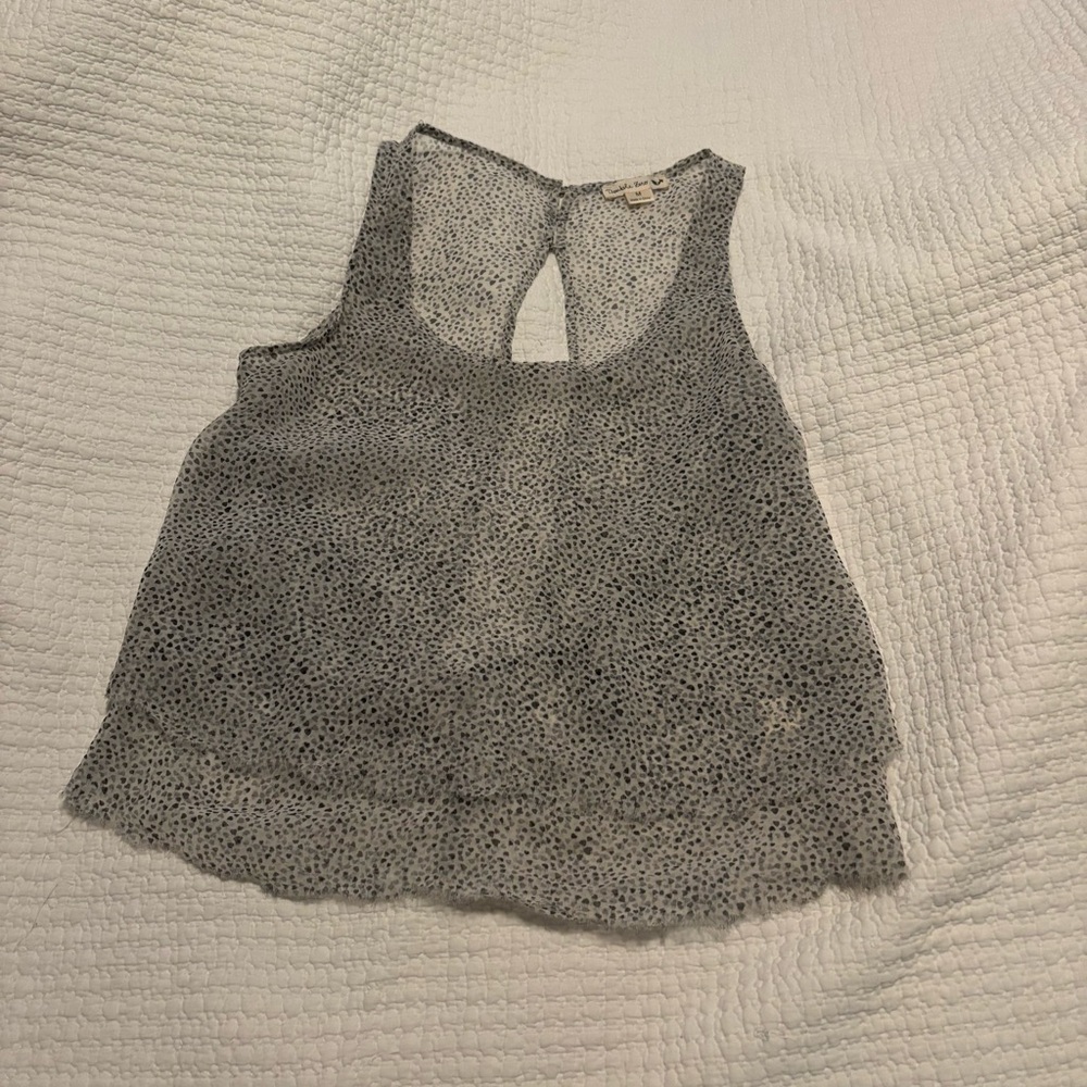 Double Zero Gray Printed Layered Chiffon Tank